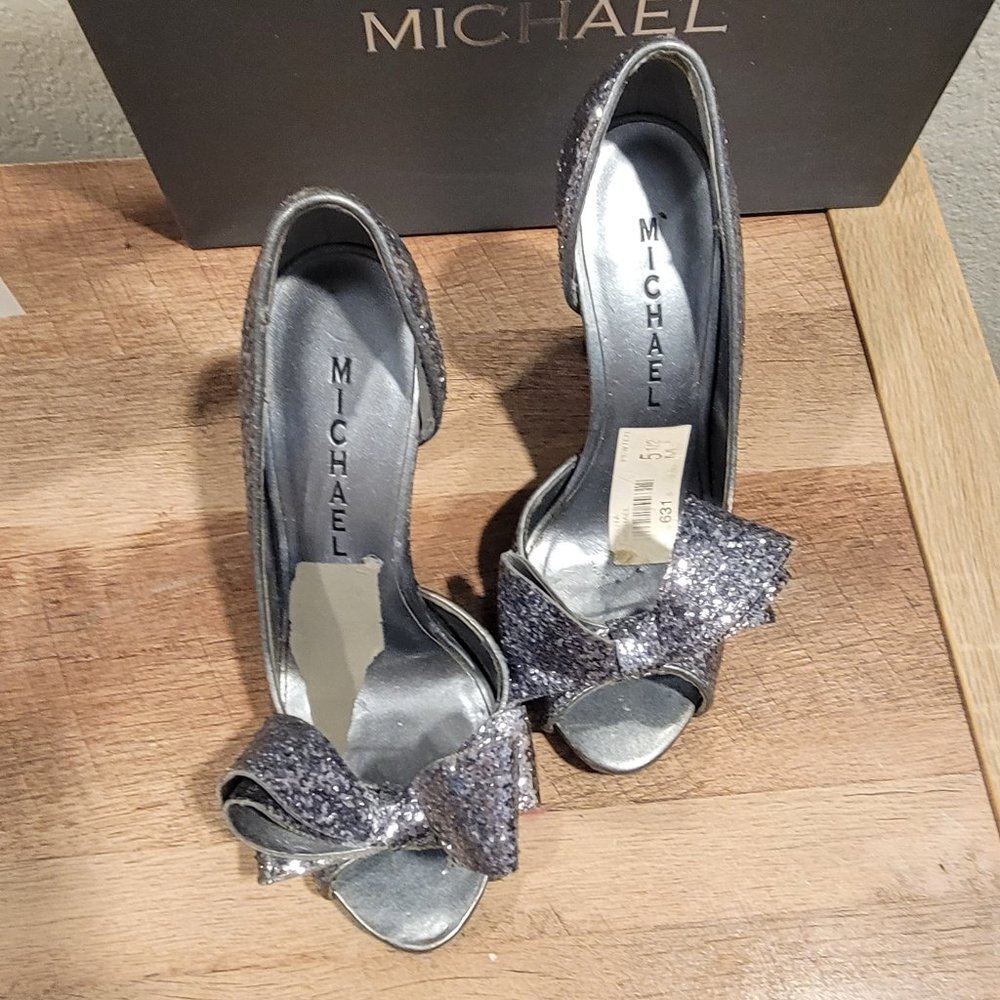 Michael Shannon sparkly peep toe heels